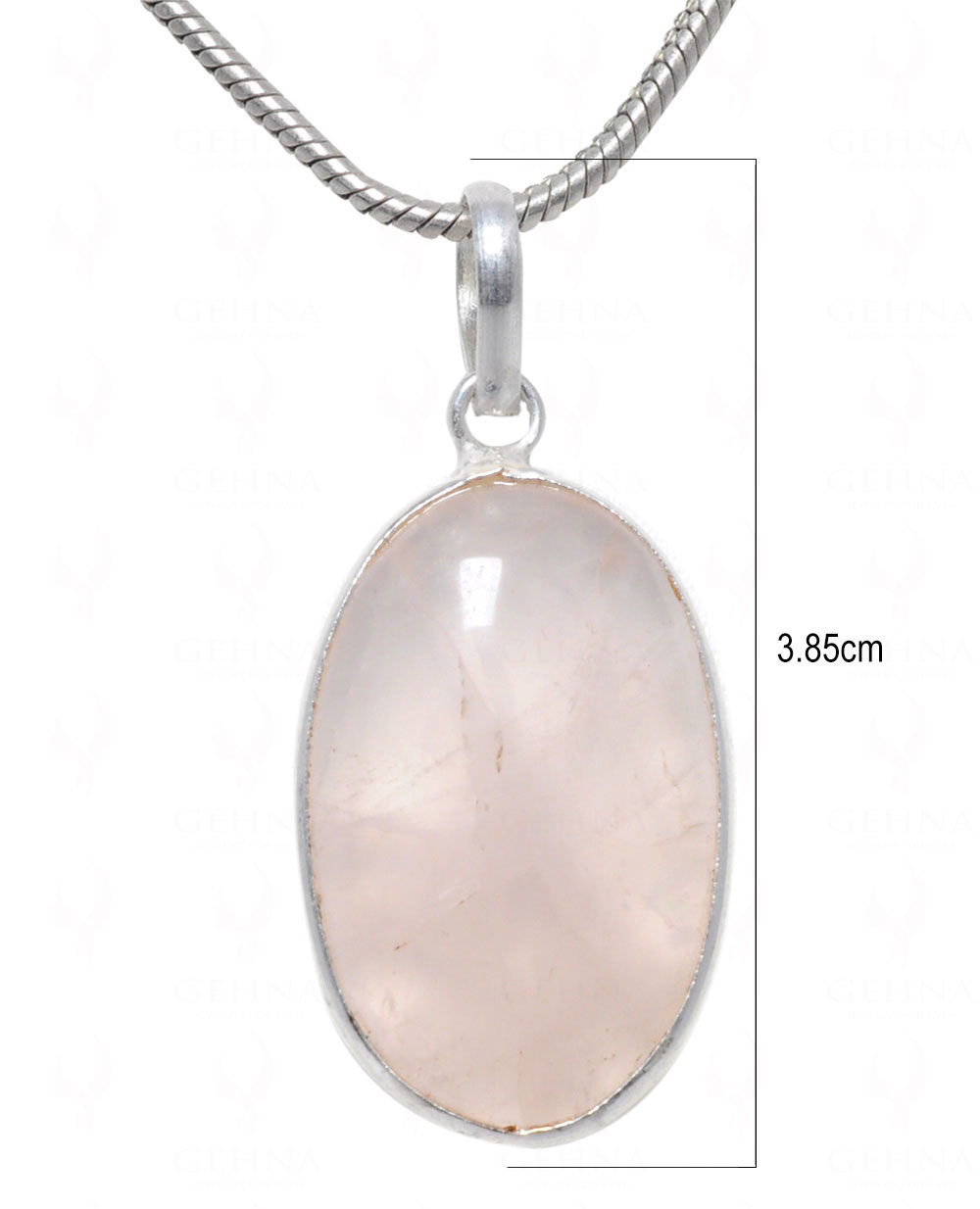 Pink Chalcedony Oval Shape Stone Studded Silver Plated Pendant GP4683