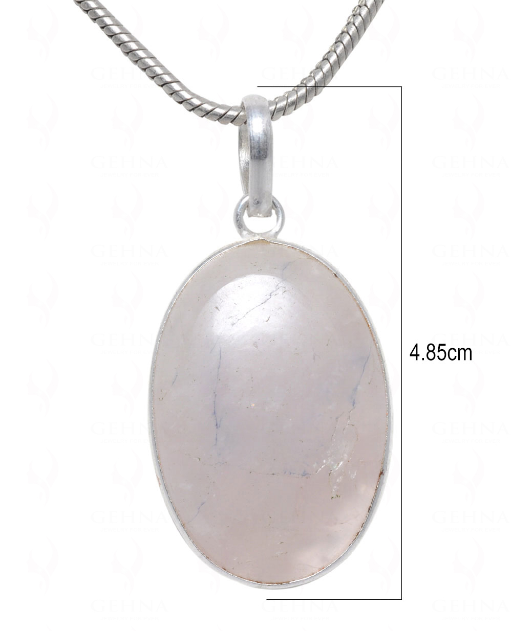 Pink Chalcedony Oval Shape Stone Studded Silver Plated Pendant GP4691