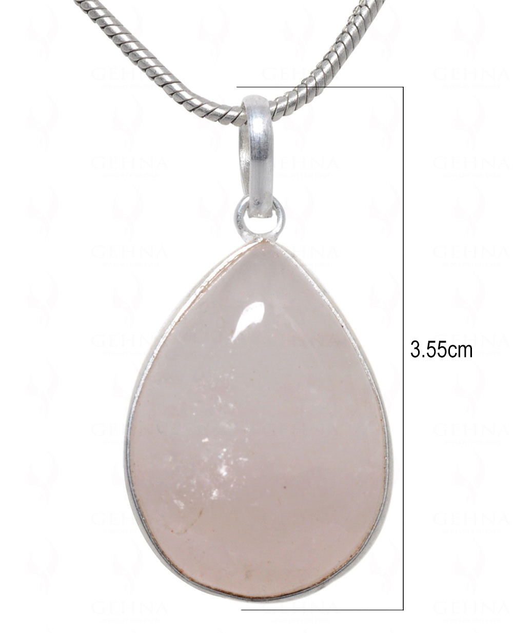 Rose Quartz Pear Shape Stone Studded Silver Plated Pendant GP4694