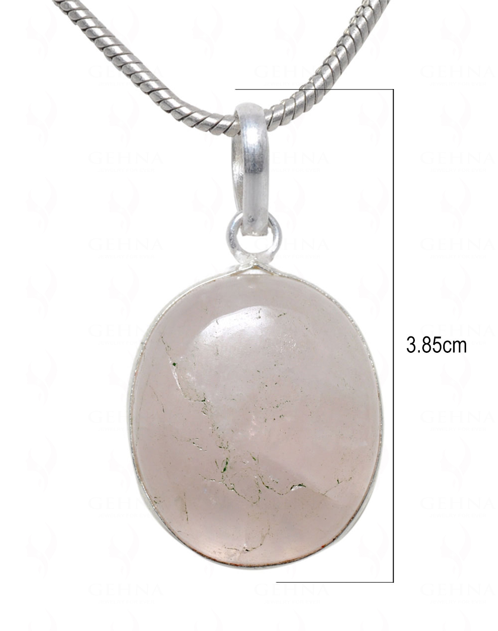 Rose Quartz Oval Shape Stone Studded Silver Plated Pendant GP4696
