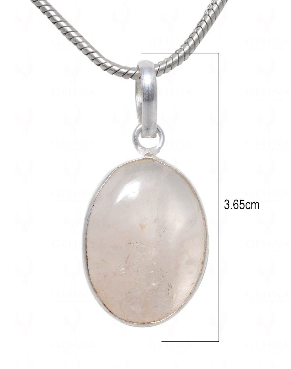 Rose Quartz Oval Shape Stone Studded Silver Plated Pendant GP4697