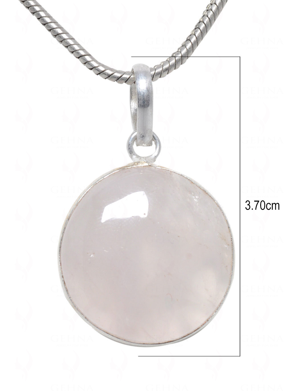 Rose Quartz Round Shape Stone Studded Silver Plated Pendant GP4698