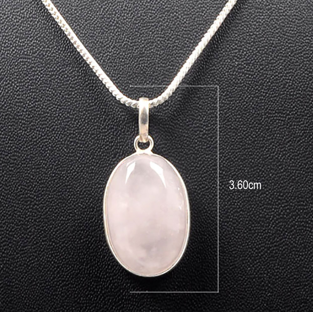 Rose Quartz Oval Shape Stone Studded Silver Plated Pendant GP4701