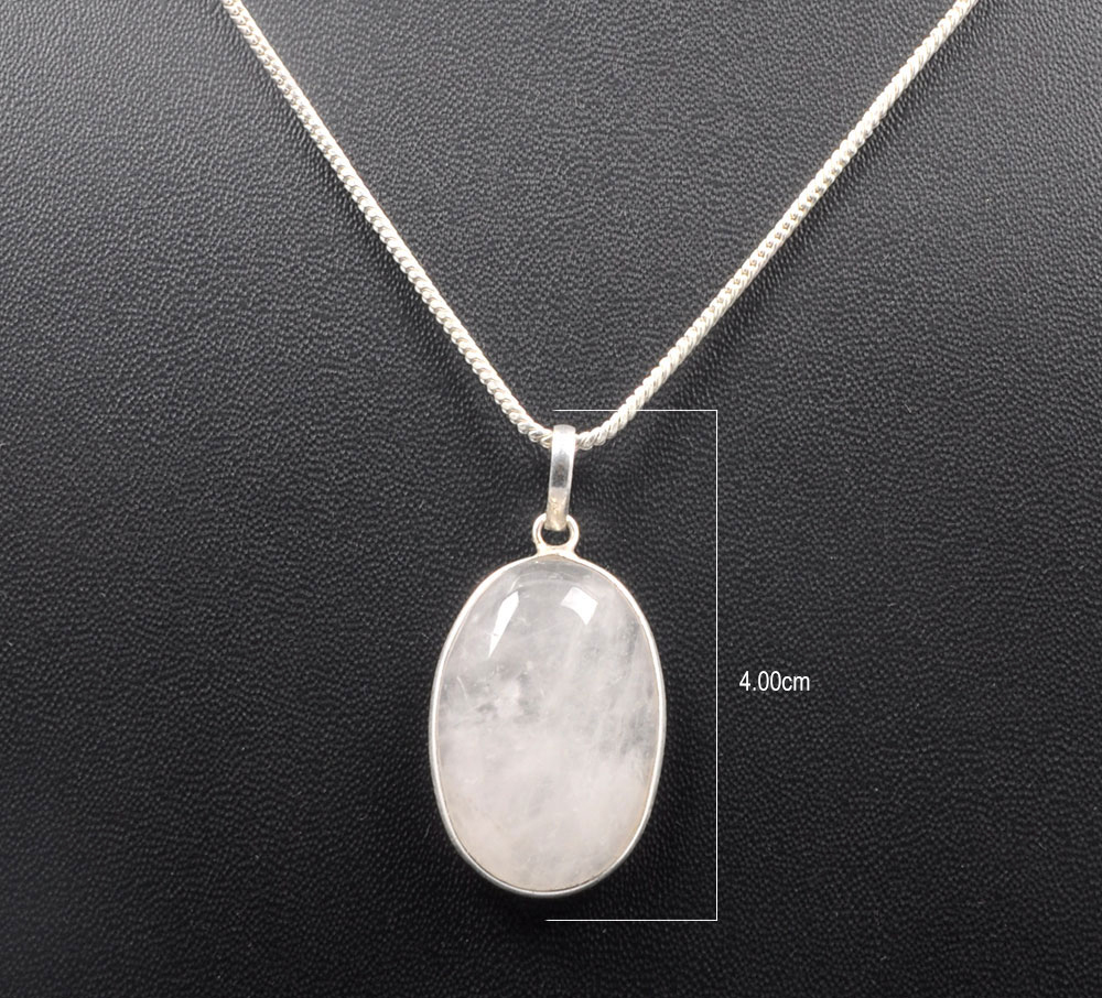Rose Quartz Oval Shape Stone Studded Silver Plated Pendant GP4706