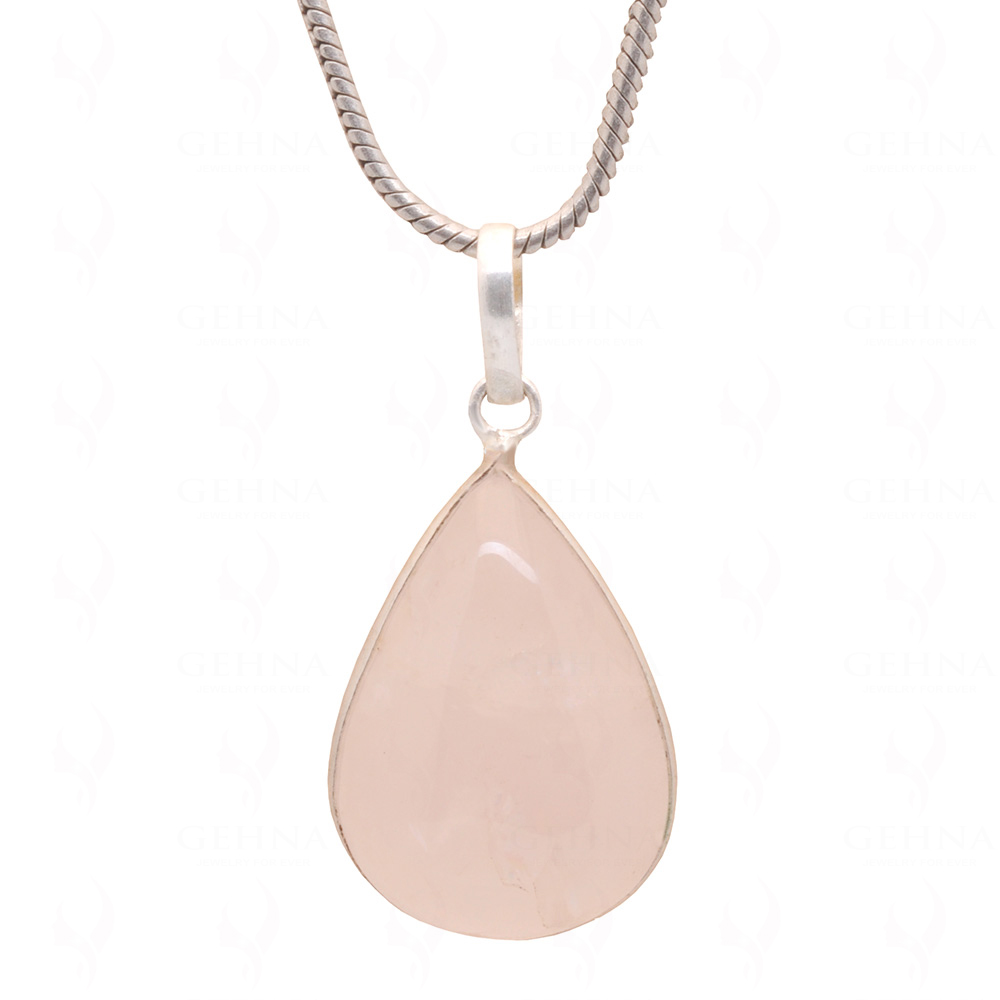 Rose Quartz Pear Shape Stone Studded Silver Plated Pendant GP4722