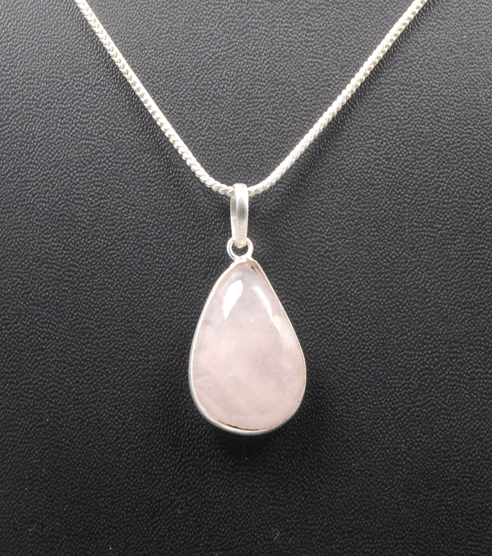 Pink Chalcedony Pear Shape Stone Studded Silver Plated Pendant GP4724