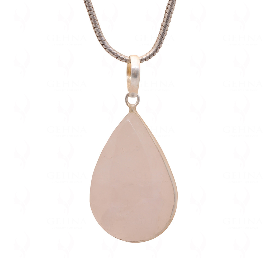 Rose Quartz Pear Shape Stone Studded Silver Plated Pendant GP4727
