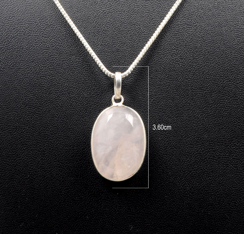 Pink Chalcedony Oval Shape Stone Studded Silver Plated Pendant GP4729