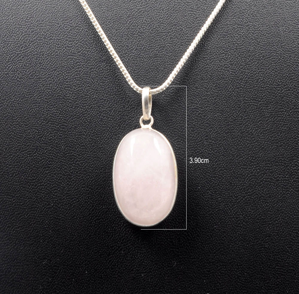 Pink Chalcedony Oval Shape Stone Studded Silver Plated Pendant GP4733