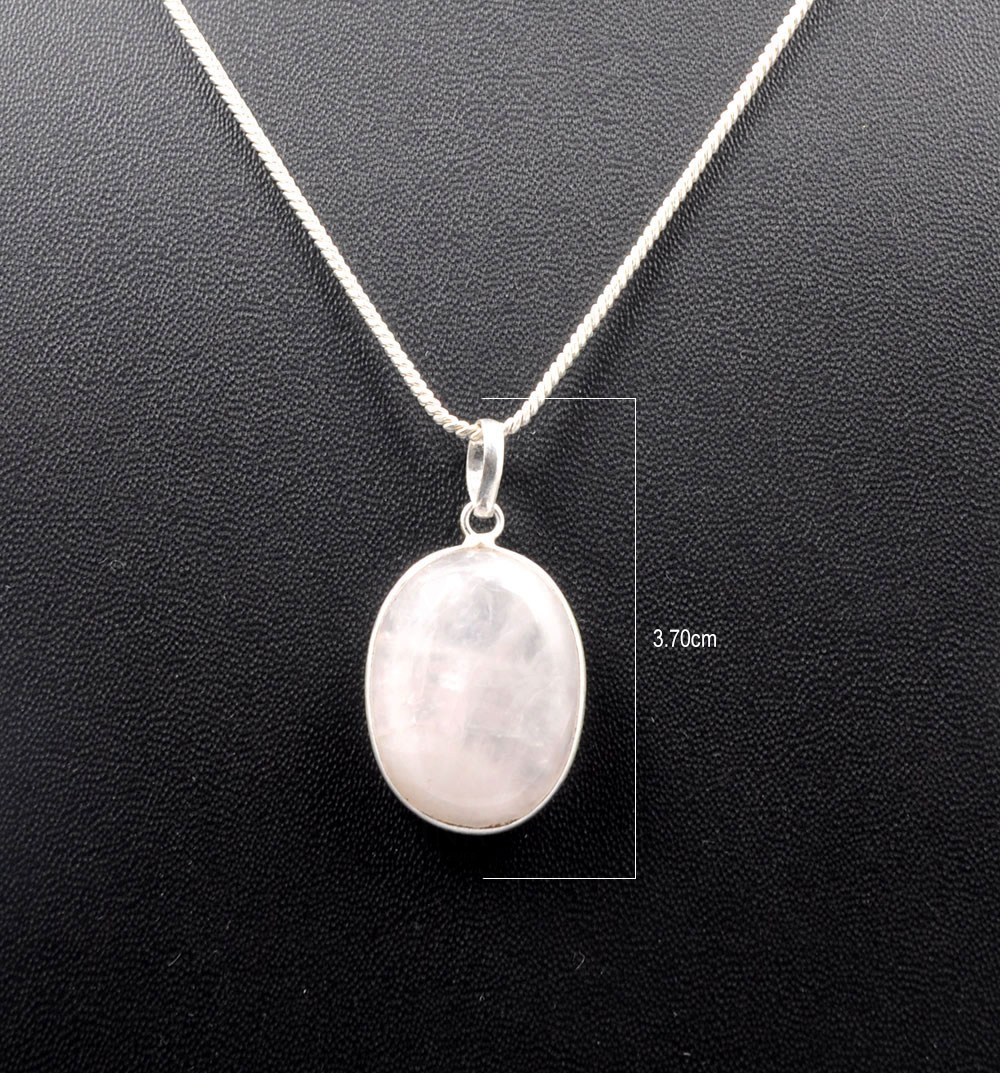 Pink Chalcedony Oval Shape Stone Studded Silver Plated Pendant GP4734