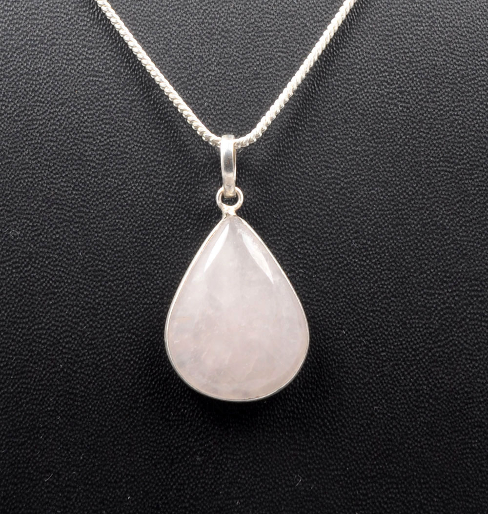 Pink Chalcedony Pear Shape Stone Studded Silver Plated Pendant GP4735