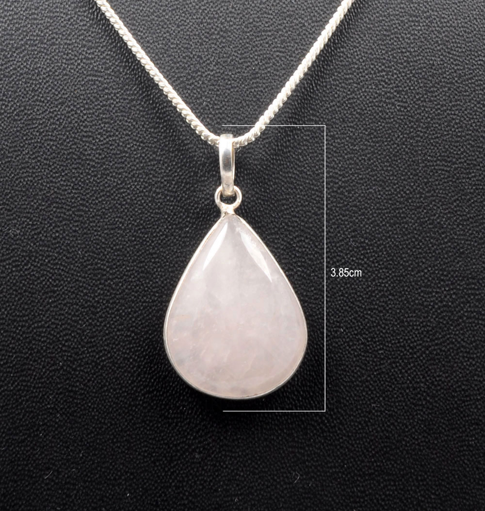 Pink Chalcedony Pear Shape Stone Studded Silver Plated Pendant GP4735