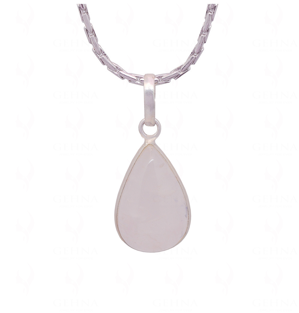 Rose Quartz Pear Shape Stone Studded Silver Plated Pendant GP4736