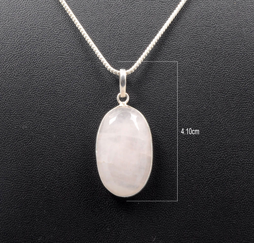 Pink Chalcedony Oval Shape Stone Studded Silver Plated Pendant GP4739