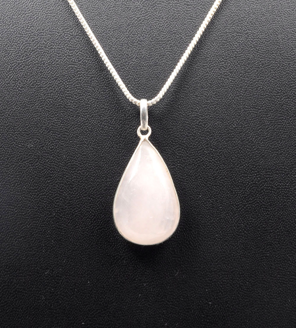 Pink Chalcedony Pear Shape Stone Studded Silver Plated Pendant GP4740