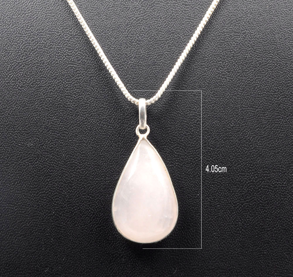 Pink Chalcedony Pear Shape Stone Studded Silver Plated Pendant GP4740