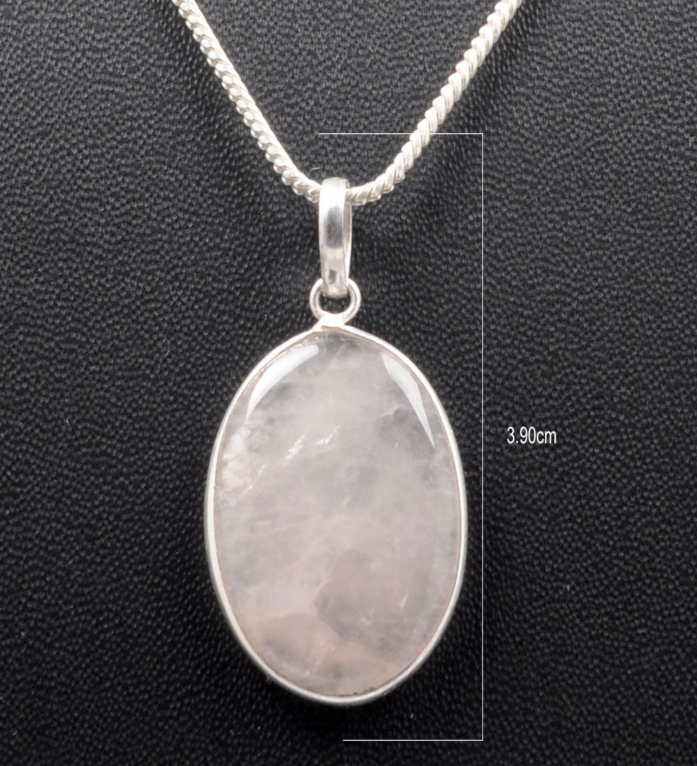 Pink Chalcedony Oval Shape Stone Studded Silver Plated Pendant GP4742