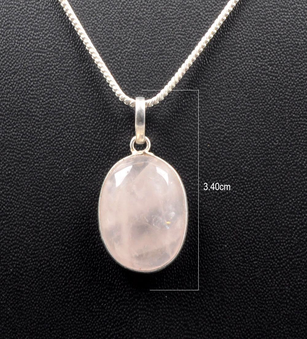 Pink Chalcedony Oval Shape Stone Studded Silver Plated Pendant GP4744