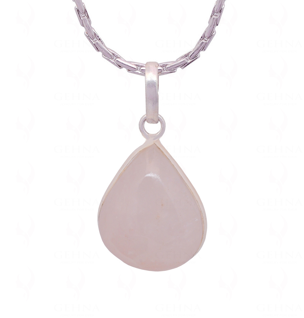 Rose Quartz Pear Shape Stone Studded Silver Plated Pendant GP4755