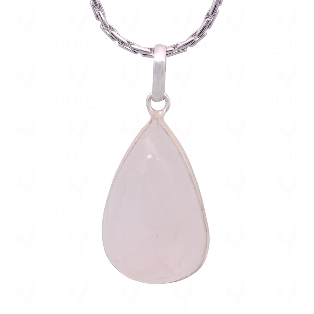 Rose Quartz Pear Shape Stone Studded Silver Plated Pendant GP4756