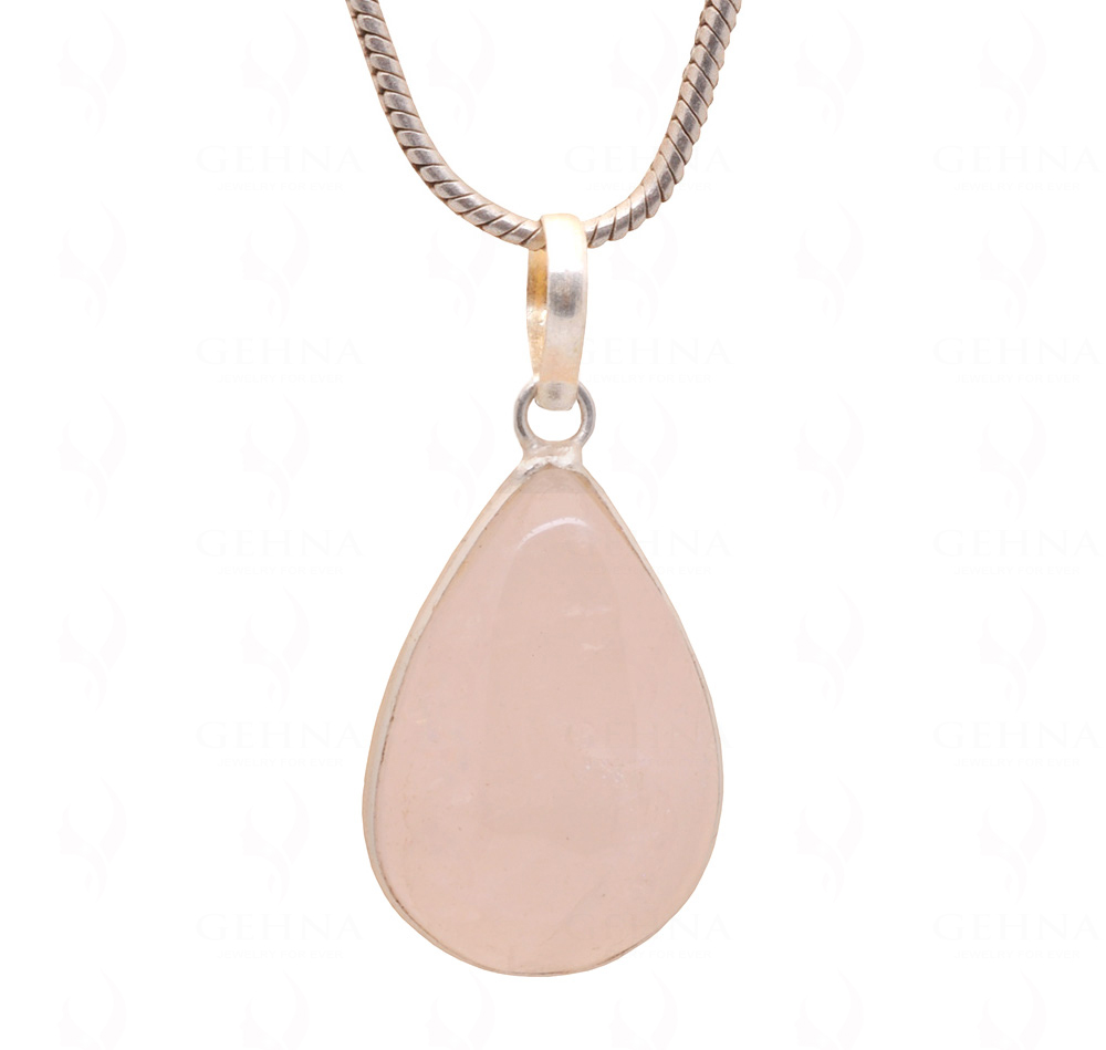 Rose Quartz Pear Shape Stone Studded Silver Plated Pendant GP4760