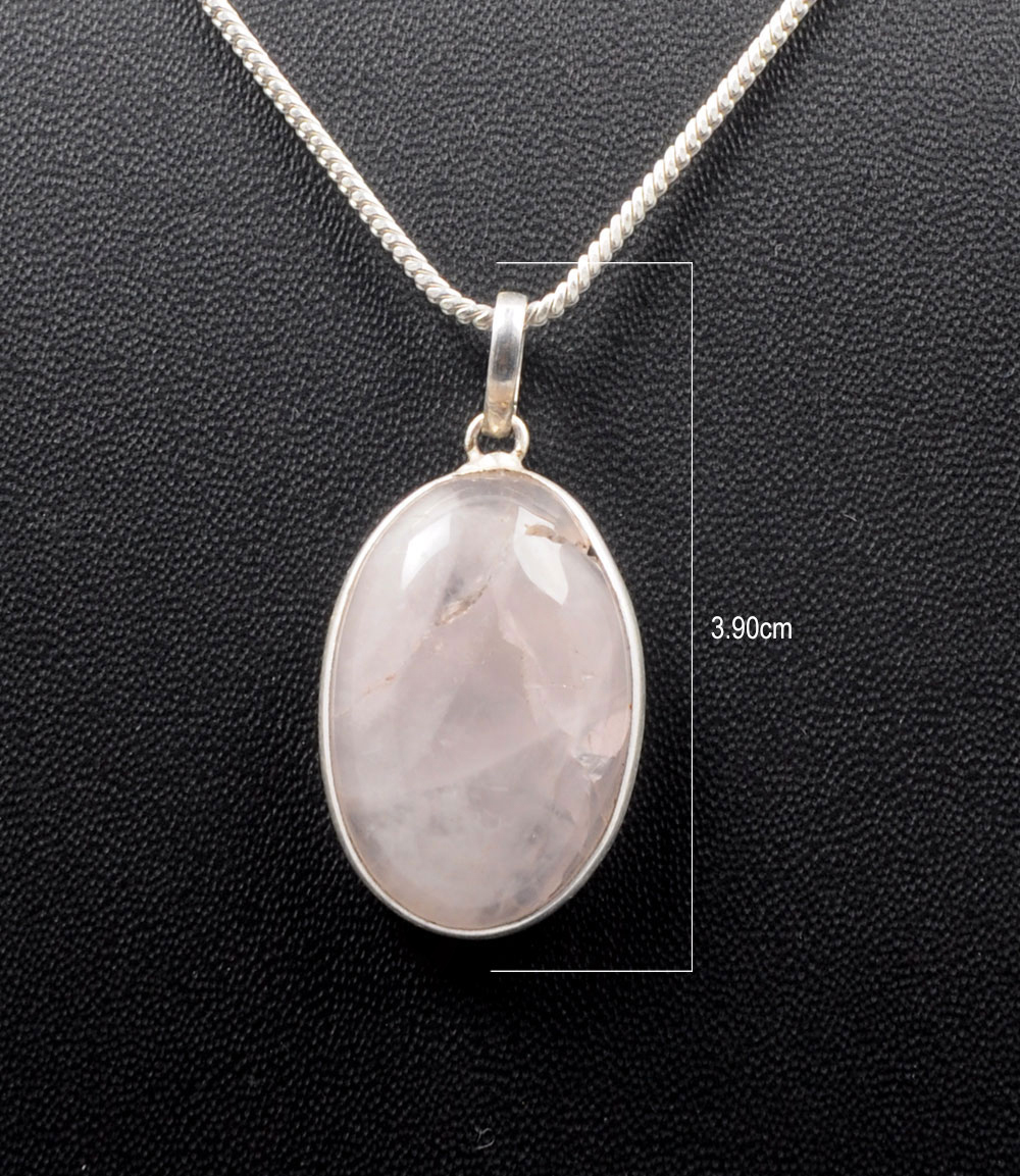 Pink Chalcedony Oval Shape Stone Studded Silver Plated Pendant GP4761