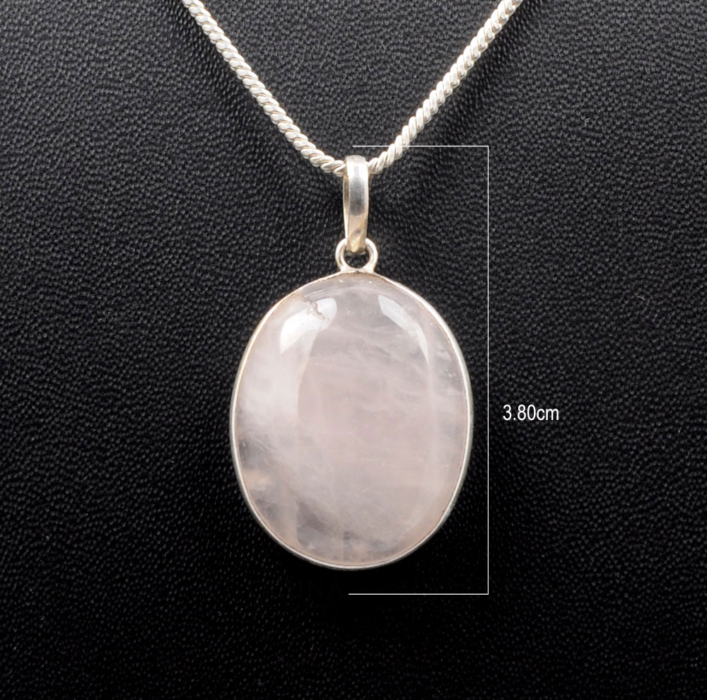 Pink Chalcedony Oval Shape Stone Studded Silver Plated Pendant GP4763