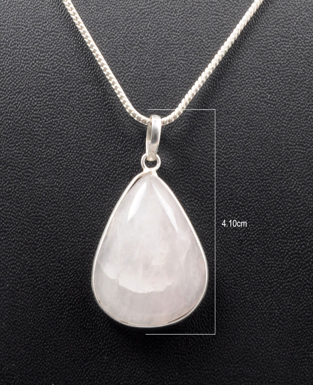 White Moonstone Pear Shape Studded Silver Plated Pendant GP4766