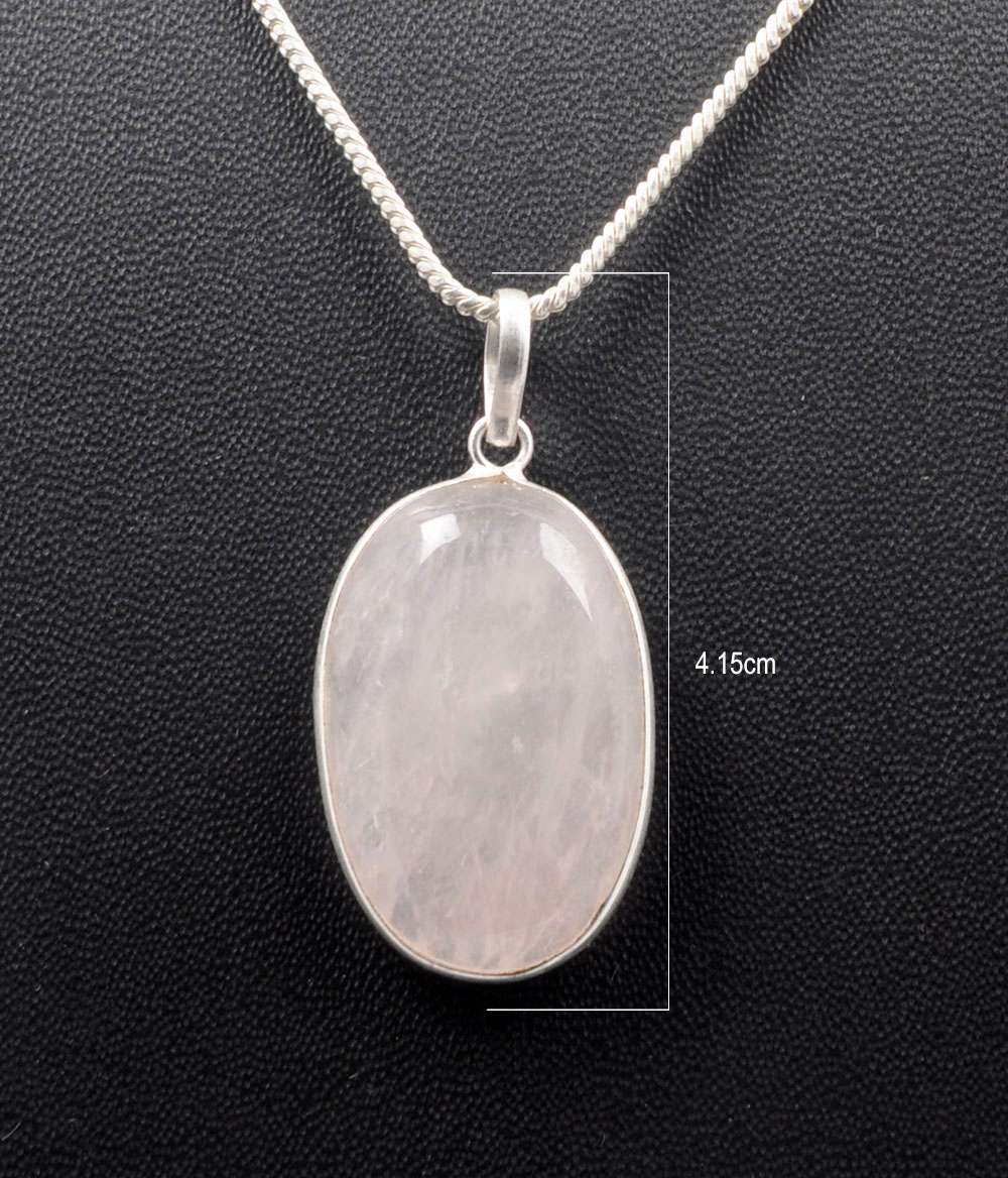 Pink Chalcedony Oval Shape Stone Studded Silver Plated Pendant GP4769