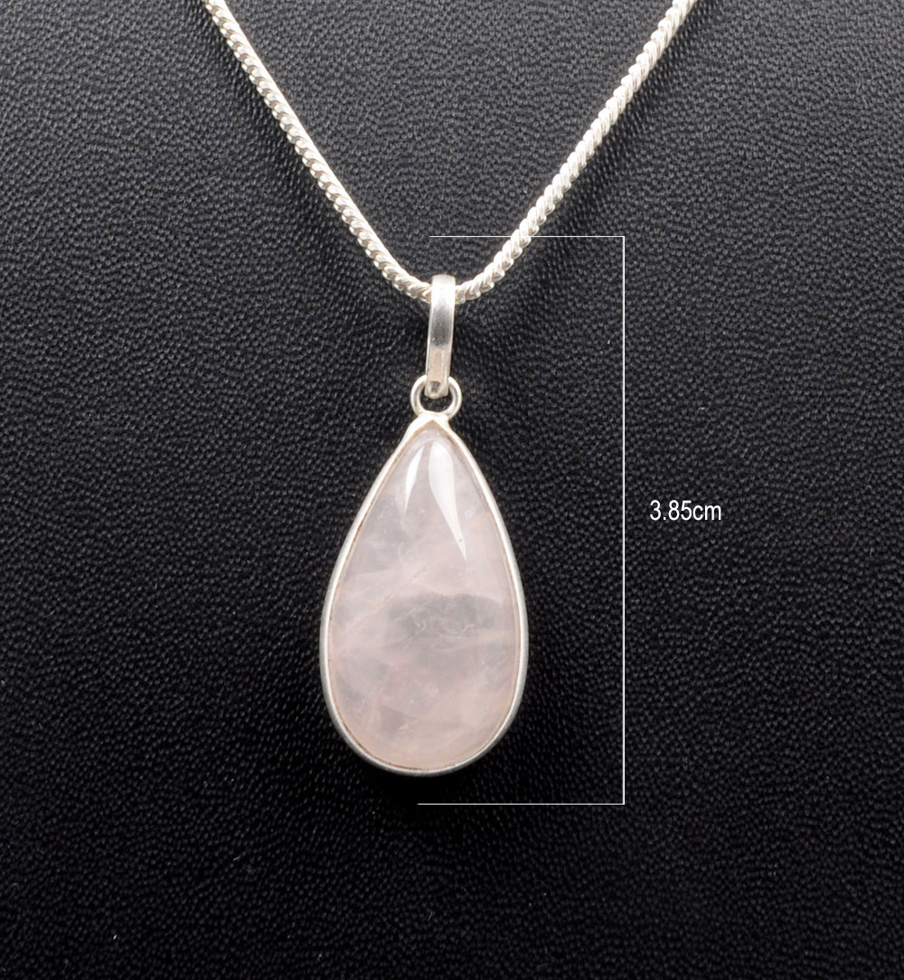 Pink Chalcedony Pear Shape Stone Studded Silver Plated Pendant GP4770