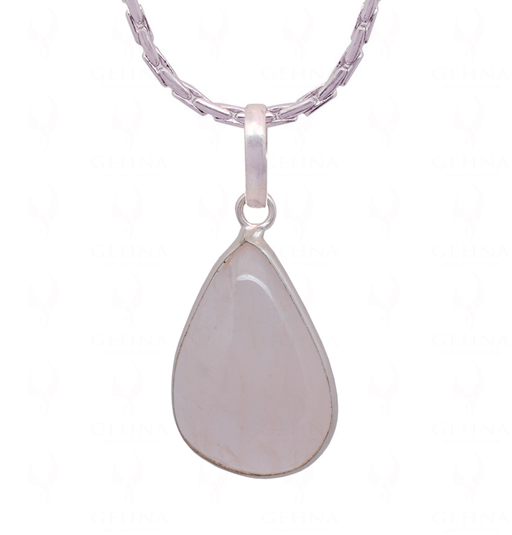 Rose Quartz Pear Shape Stone Studded Silver Plated Pendant GP4772