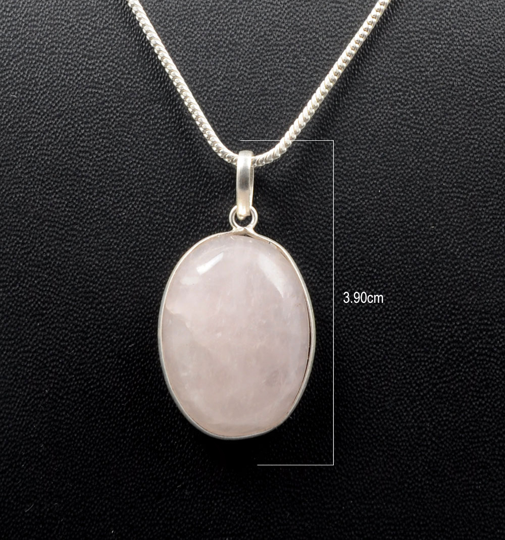 Pink Chalcedony Oval Shape Stone Studded Silver Plated Pendant GP4773
