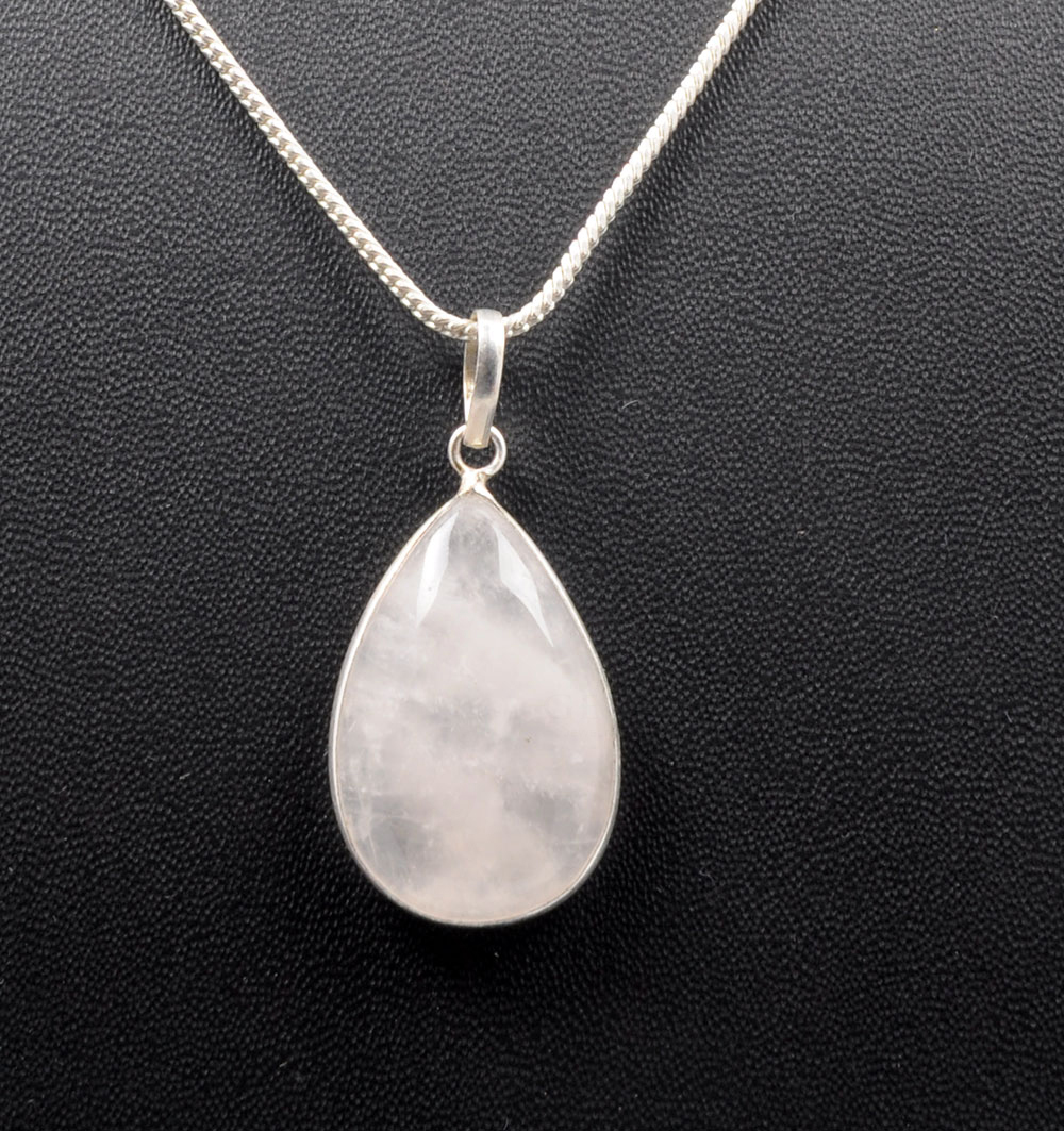 Rose Quartz Pear Shape Stone Studded Silver Plated Pendant GP4779