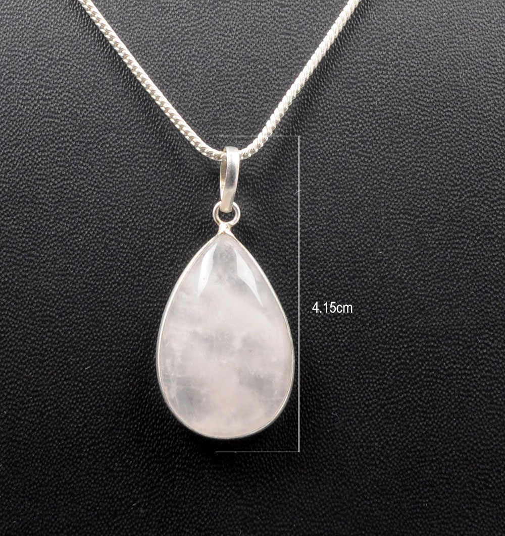 Rose Quartz Pear Shape Stone Studded Silver Plated Pendant GP4779