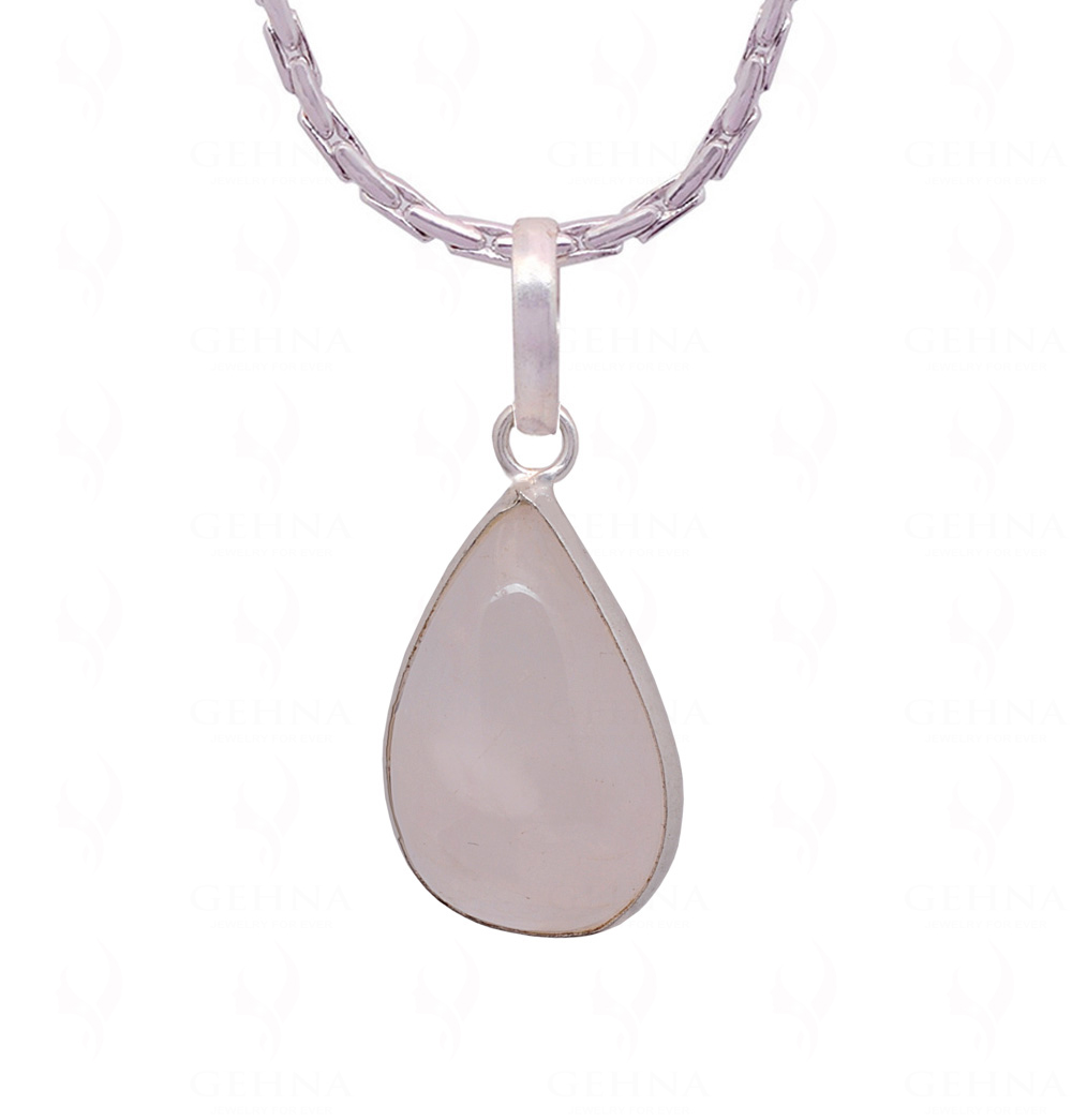 Rose Quartz Pear Shape Stone Studded Silver Plated Pendant GP4783