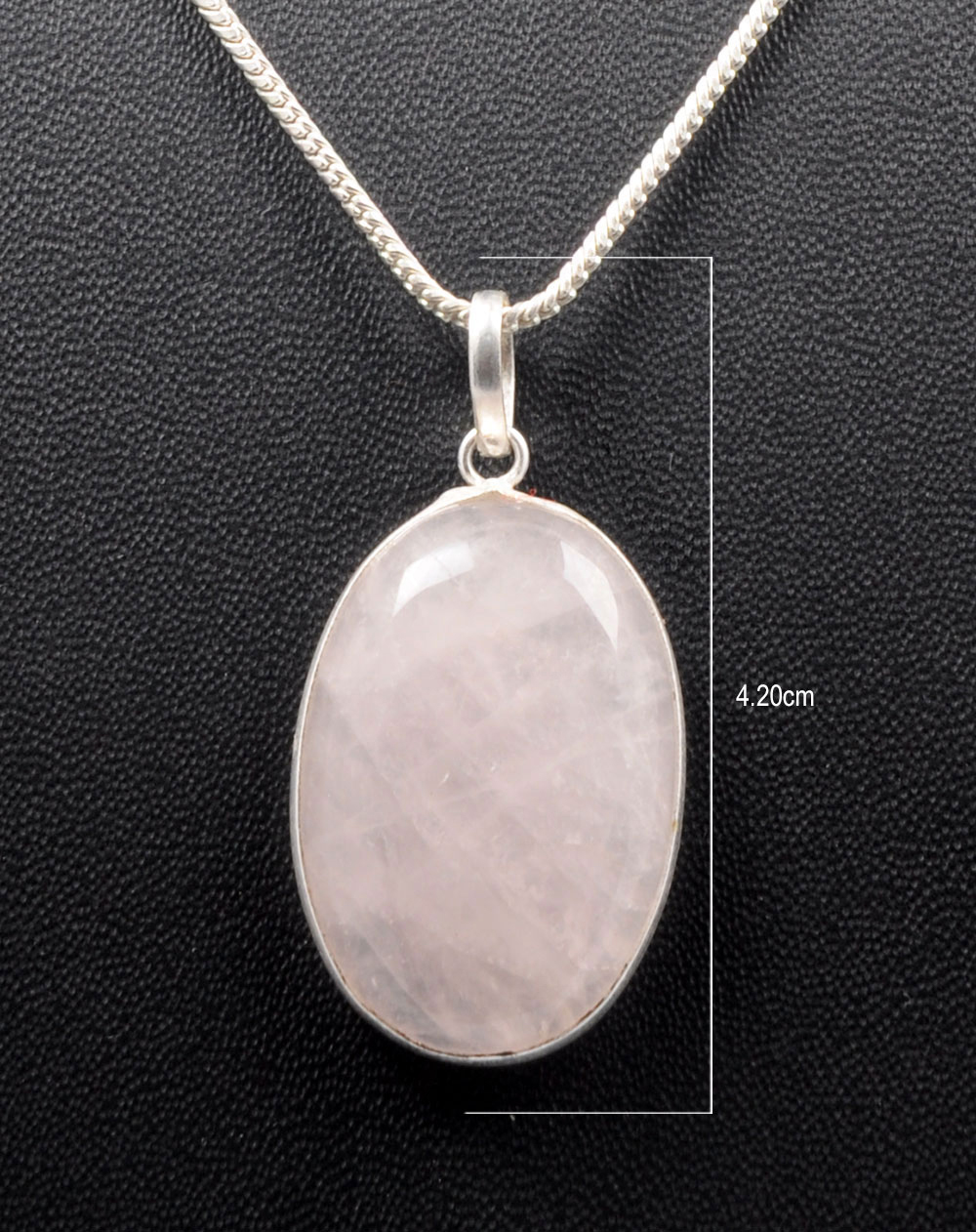 Pink Chalcedony Oval Shape Stone Studded Silver Plated Pendant GP4787