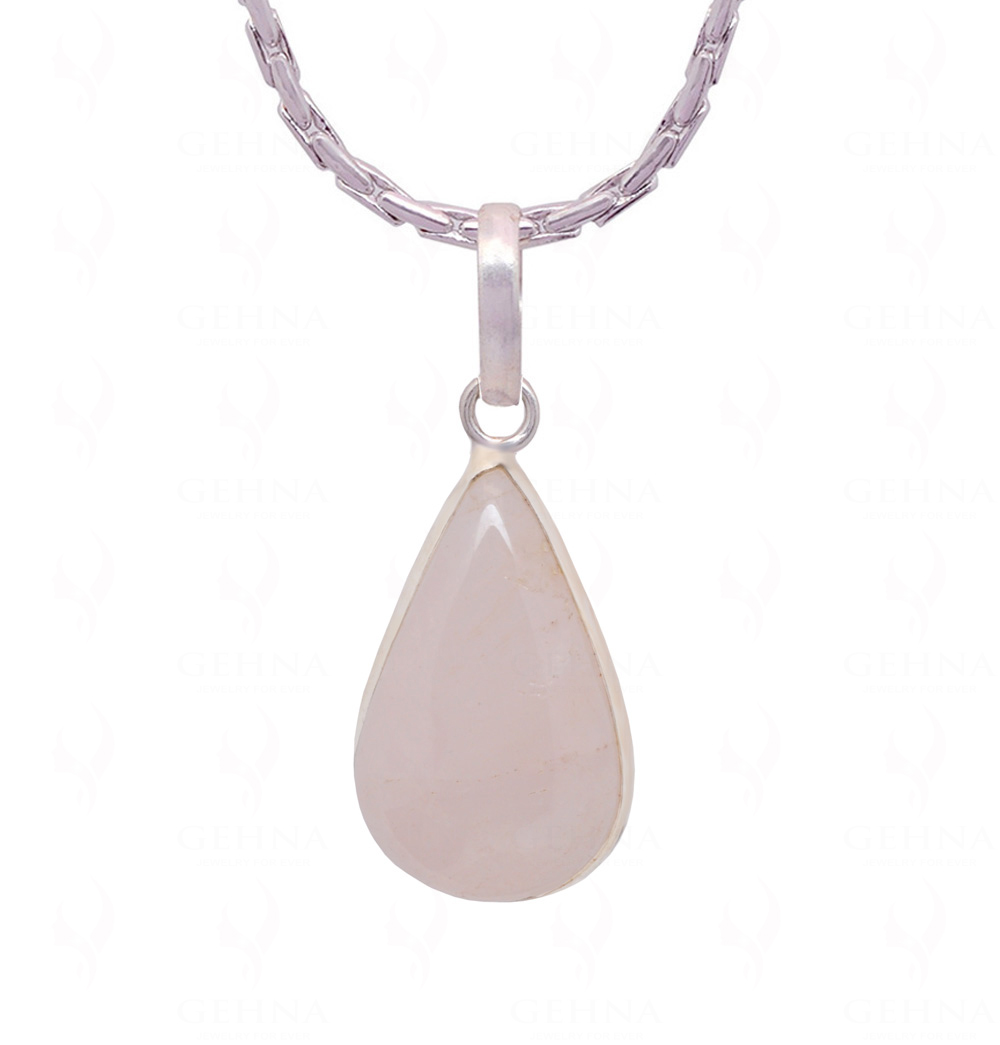 Rose Quartz Pear Shape Stone Studded Silver Plated Pendant GP4788