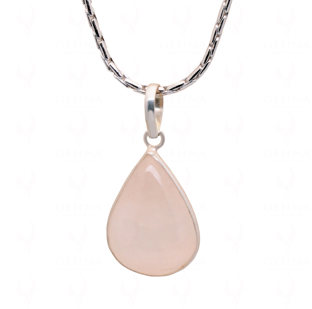 Rose Quartz Pear Shape Stone Studded Silver Plated Pendant GP4792