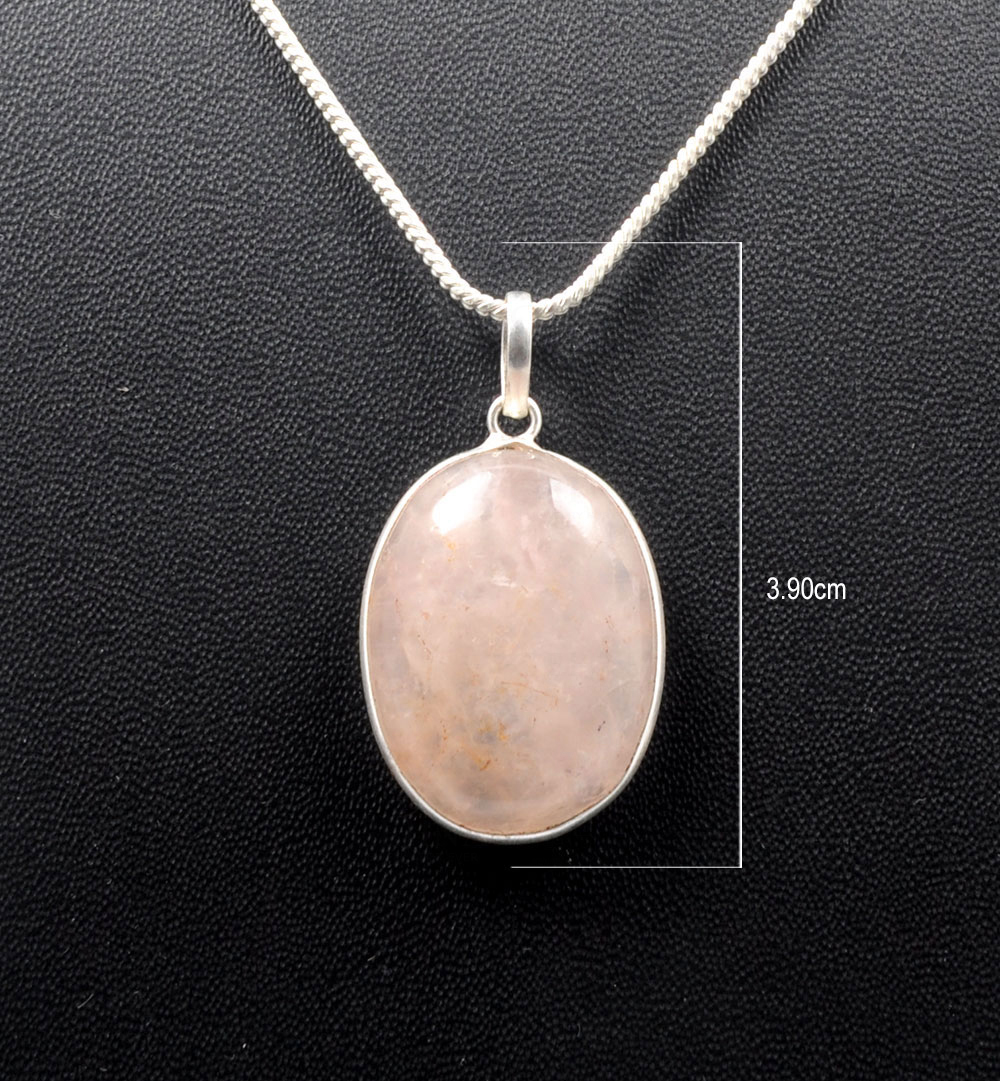 Pink Chalcedony Oval Shape Stone Studded Silver Plated Pendant GP4794