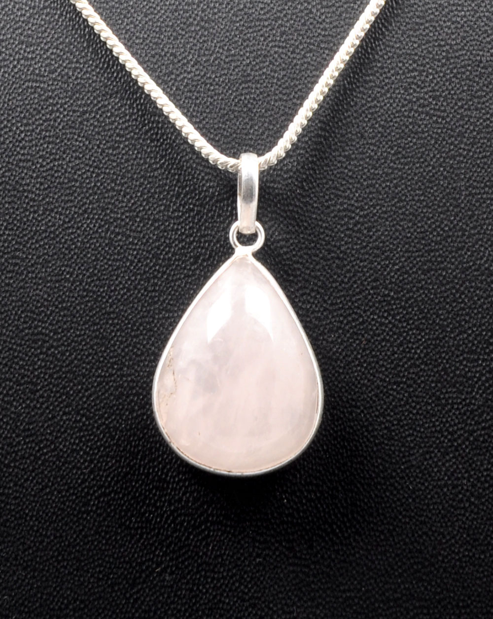 Pink Chalcedony Pear Shape Stone Studded Silver Plated Pendant GP4800
