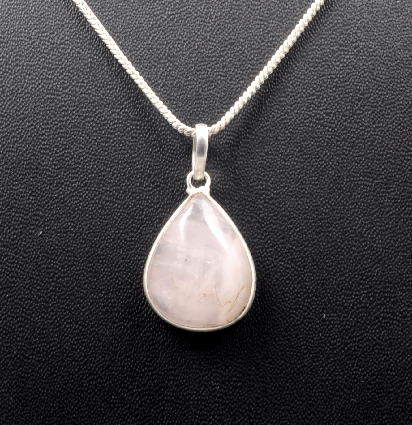 Rose Quartz Pear Shape Stone Studded Silver Plated Pendant GP4802