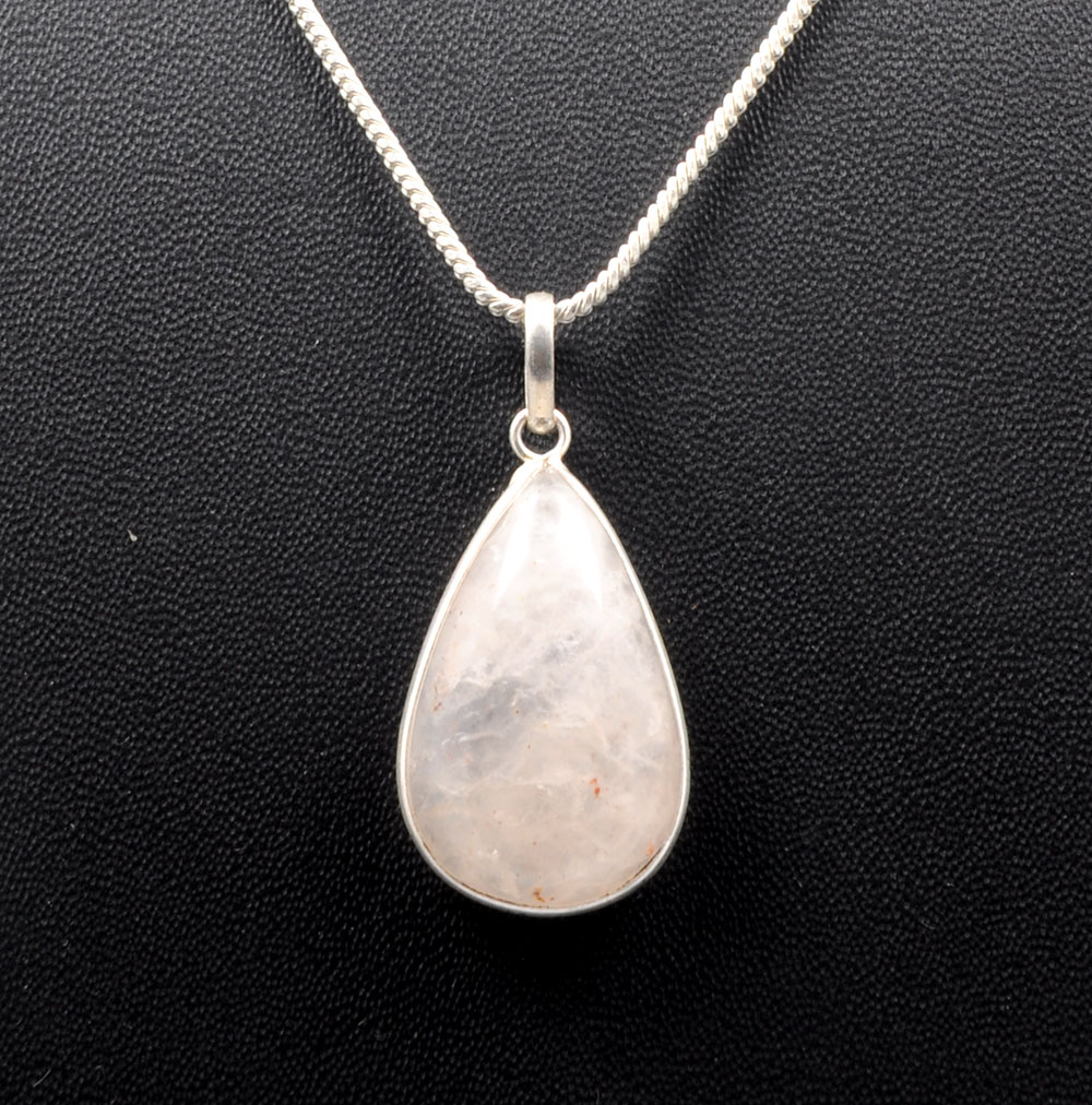 Rose Quartz Pear Shape Stone Studded Silver Plated Pendant GP4813