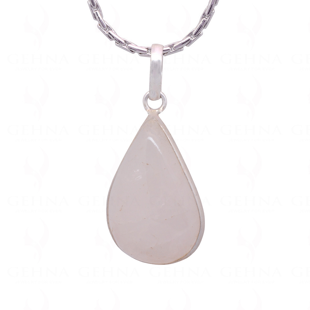 Rose Quartz Pear Shape Stone Studded Silver Plated Pendant GP4817