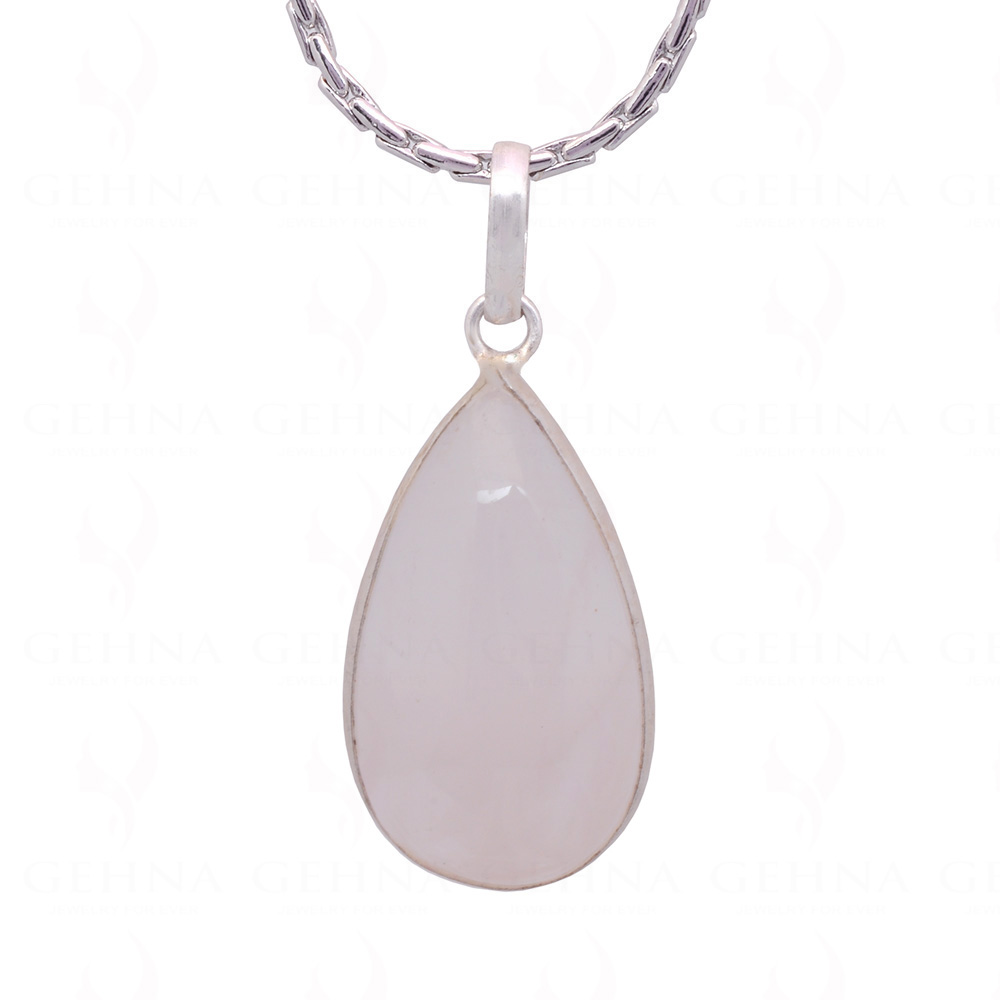 Rose Quartz Pear Shape Stone Studded Silver Plated Pendant GP4819