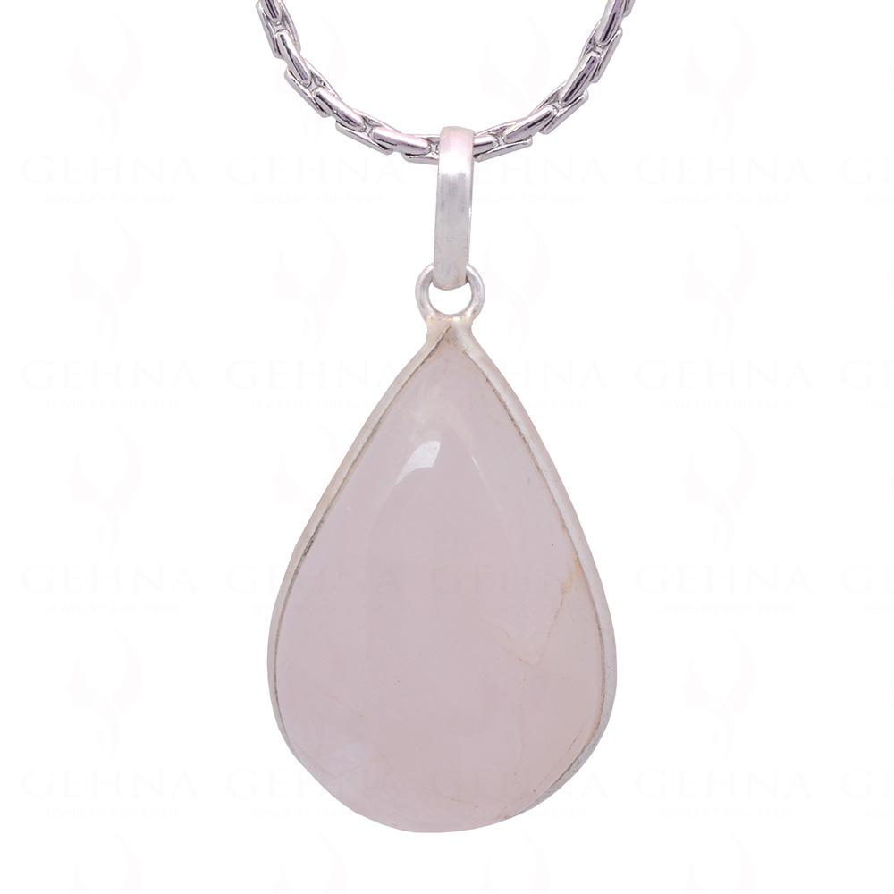 Rose Quartz Pear Shape Stone Studded Silver Plated Pendant GP4822