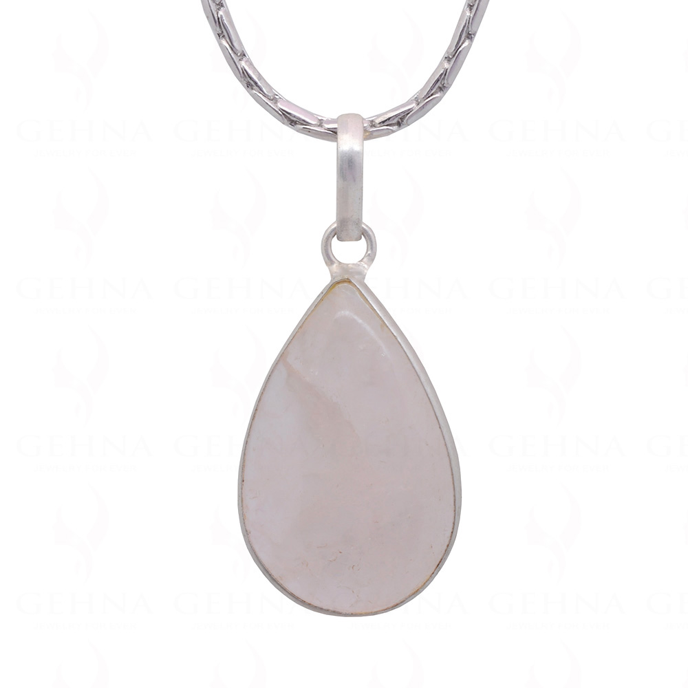Rose Quartz Oval Shape Stone Studded Silver Plated Pendant GP4829
