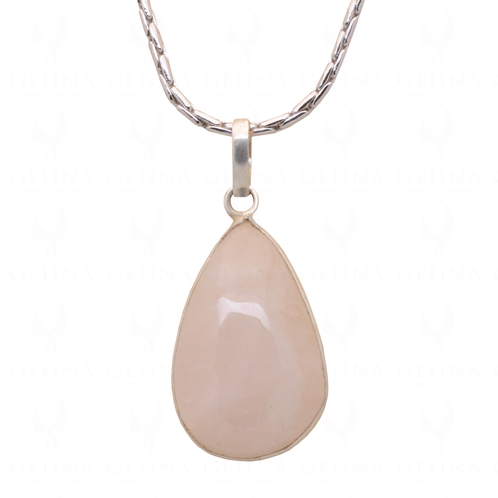 Rose Quartz Pear Shape Stone Studded Silver Plated Pendant GP4844