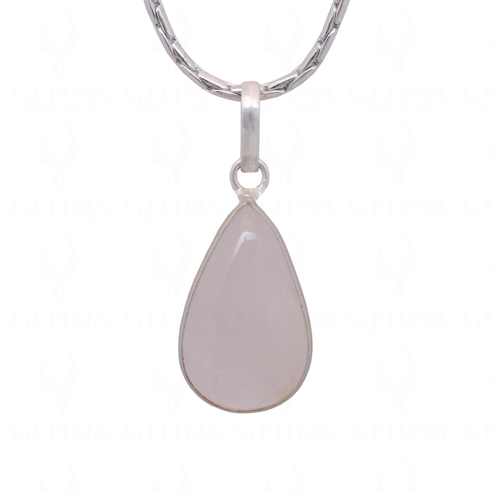 Rose Quartz Pear Shape Stone Studded Silver Plated Pendant GP4850