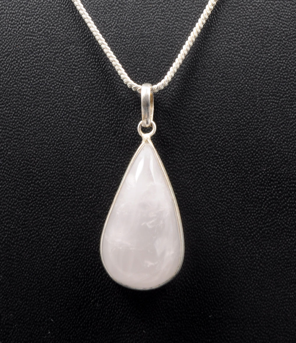 Rose Quartz Pear Shape Stone Studded Silver Plated Pendant GP4855