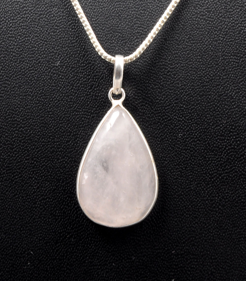 Rose Quartz Pear Shape Stone Studded Silver Plated Pendant GP4859
